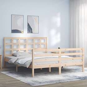 vidaXL Bed Frame med huvudgavel 160x200 cm massivt trä 3193996