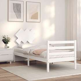 vidaXL Bed Frame med huvudgavel vit enkelsäng massivt trä 3195252