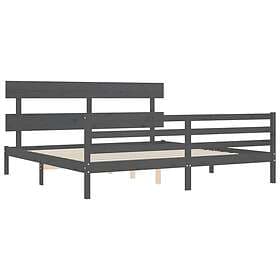 vidaXL Bed Frame med huvudgavel grå 200x200 cm massivt trä 3195113