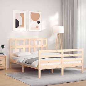 vidaXL Bed Frame med huvudgavel dubbelsäng massivt trä 3194801