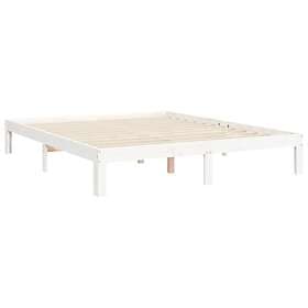 vidaXL Bed Frame med huvudgavel vit 160x200 cm massivt trä 3193737