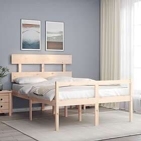 vidaXL Bed Frame med huvudgavel dubbelsäng massivt trä 3195321