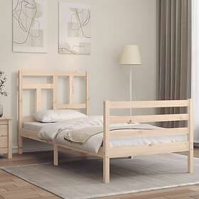 vidaXL Bed Frame med huvudgavel enkelsäng massivt trä 3194926