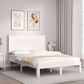 vidaXL Bed Frame med huvudgavel vit 140x190 cm massivt trä 3193642