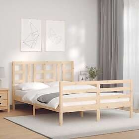 vidaXL Bed Frame med huvudgavel 4FT6 dubbel massivt trä 3193896
