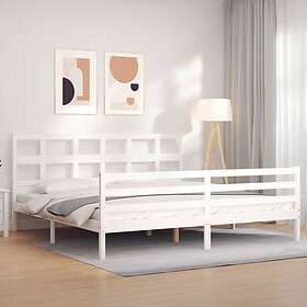 vidaXL Bed Frame med huvudgavel vit 200x200 cm massivt trä 3194852