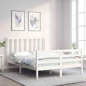 vidaXL Bed Frame med huvudgavel vit 140x200 cm massivt trä 3193792