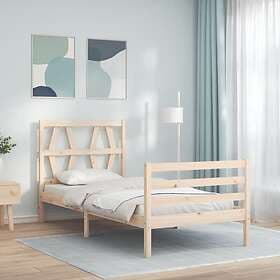 vidaXL Bed Frame med huvudgavel 100x200 cm massivt trä 3194366