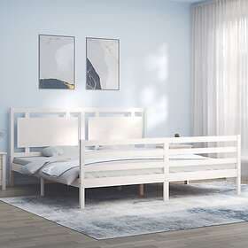 vidaXL Bed Frame med huvudgavel vit 200x200 cm massivt trä 3194072