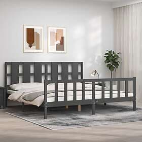 vidaXL Bed Frame med huvudgavel grå 200x200 cm massivt trä 3192253