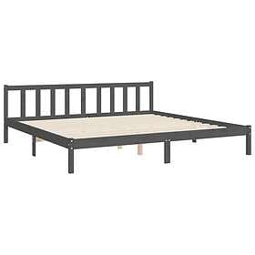 vidaXL Bed Frame med huvudgavel grå 200x200 cm massivt trä 3192513