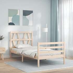vidaXL Bed Frame med huvudgavel enkelsäng massivt trä 3194341