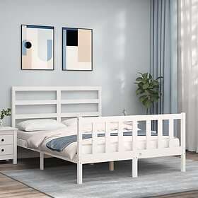 vidaXL Bed Frame med huvudgavel vit 120x200 cm massivt trä 3191902