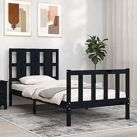vidaXL Bed Frame med sänggavel svart 2FT6 Small enkel massivt trä 3192195