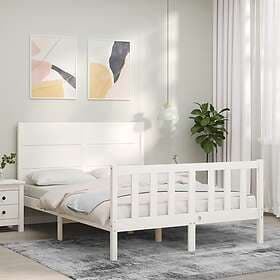 vidaXL Bed Frame med huvudgavel vit 140x190 cm massivt trä 3192732