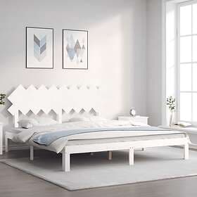 vidaXL Bed Frame med huvudgavel vit massivt trä 3193742