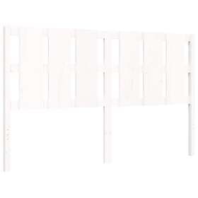 vidaXL Bed Frame med huvudgavel vit 5FT King Size massivt trä 3194122