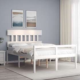 vidaXL Bed Frame med huvudgavel vit 140x190 cm massivt trä 3195397