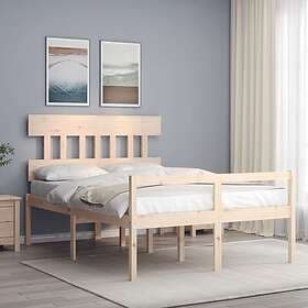 vidaXL Bed Frame med huvudgavel dubbelsäng massivt trä 3195386