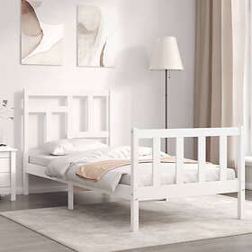 vidaXL Bed Frame med huvudgavel vit enkelsäng massivt trä 3193107