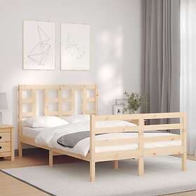 vidaXL Bed Frame med huvudgavel dubbelsäng massivt trä 3193891