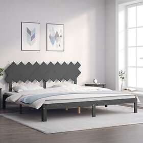 vidaXL Bed Frame med huvudgavel grå 200x200 cm massivt trä 3193748