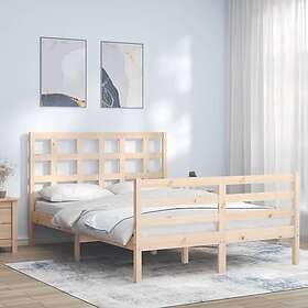 vidaXL Bed Frame med huvudgavel dubbelsäng massivt trä 3193956