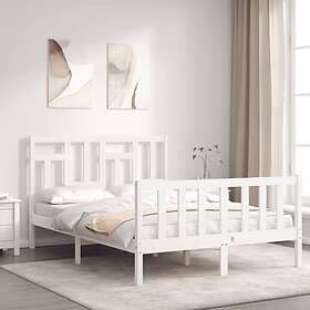vidaXL Bed Frame med huvudgavel vit 120x200 cm massivt trä 3193137