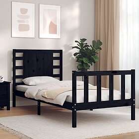 vidaXL Bed Frame med sänggavel svart 2FT6 Small enkel massivt trä 3192780