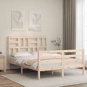 vidaXL Bed Frame med huvudgavel dubbelsäng massivt trä 3194866