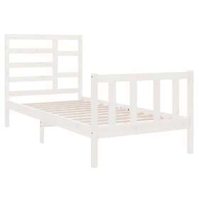 vidaXL Bed Frame vit massivt trä 90x190 cm enkelsäng 3105891
