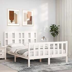 vidaXL Bed Frame med huvudgavel vit 140x200 cm massivt trä 3192232