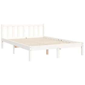 vidaXL Bed Frame med huvudgavel vit 120x200 cm massivt trä 3193397