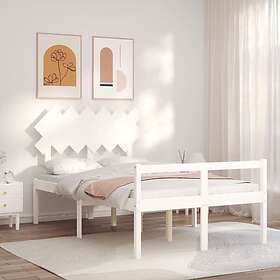 vidaXL Bed Frame med huvudgavel vit 120x200 cm massivt trä 3195542