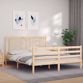 vidaXL Bed Frame med huvudgavel 160x200 cm massivt trä 3194711