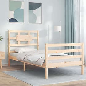 vidaXL Bed Frame med huvudgavel enkelsäng massivt trä 3194406