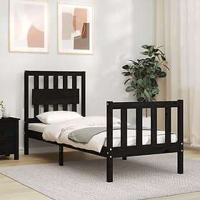 vidaXL Bed Frame med sänggavel svart 2FT6 Small enkel massivt trä 3192390
