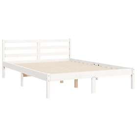 vidaXL Bed Frame med huvudgavel vit 120x200 cm massivt trä 3194892
