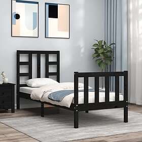 vidaXL Bed Frame med sänggavel svart 2FT6 Small enkel massivt trä 3191935