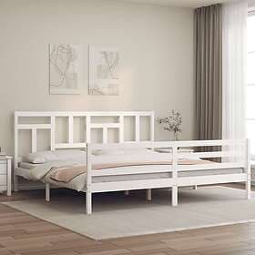 vidaXL Bed Frame med huvudgavel vit 200x200 cm massivt trä 3194982