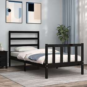 vidaXL Bed Frame med sänggavel svart 2FT6 Small enkel massivt trä 3191870