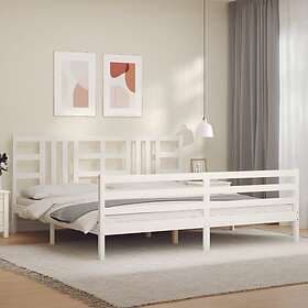 vidaXL Bed Frame med huvudgavel vit 200x200 cm massivt trä 3193942