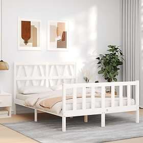 vidaXL Bed Frame med huvudgavel vit 120x200 cm massivt trä 3192487