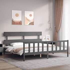 vidaXL Bed Frame med huvudgavel grå 200x200 cm massivt trä 3193293