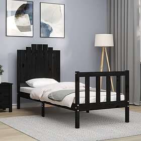 vidaXL Bed Frame med sänggavel svart 2FT6 Small enkel massivt trä 3192260