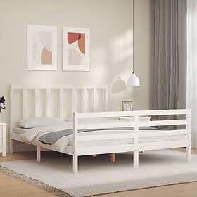 vidaXL Bed Frame med huvudgavel vit 160x200 cm massivt trä 3193867