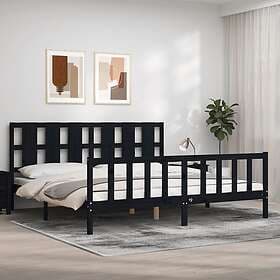 vidaXL Bed Frame med huvudgavel svart 200x200 cm massivt trä 3192255