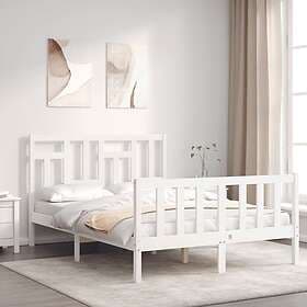 vidaXL Bed Frame med huvudgavel vit 140x200 cm massivt trä 3193142