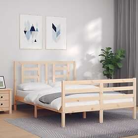 vidaXL Bed Frame med huvudgavel dubbelsäng massivt trä 3194671