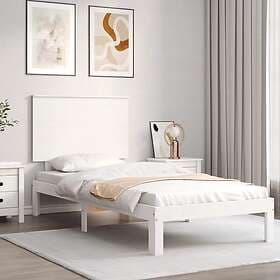 vidaXL Bed Frame med huvudgavel vit 100x200 cm massivt trä 3193652